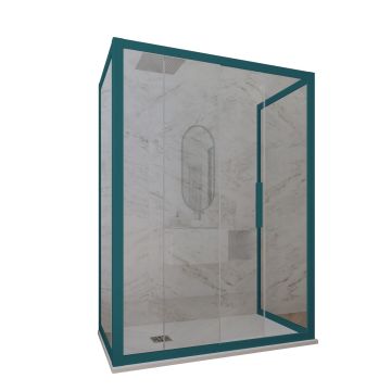 Mampara de ducha de 3 lados deslizante de PVC Verde night watch H 200 Vidrio Transparente mod. Deco Trio